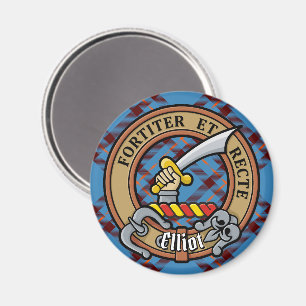 Clan Elliot Wappen über antikes Tartan Magnet