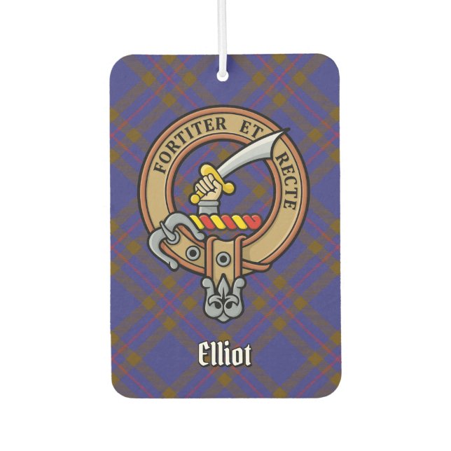Clan Elliot Wappen über das moderne Tartan Autolufterfrischer (Vorderseite)