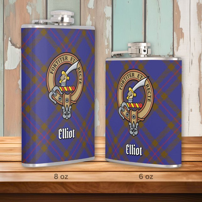 Clan Elliot Wappen über das moderne Tartan Flachmann (Von Creator hochgeladen)