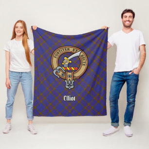 Clan Elliot Wappen über das moderne Tartan Fleecedecke
