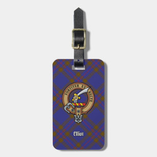 Clan Elliot Wappen über das moderne Tartan Gepäckanhänger