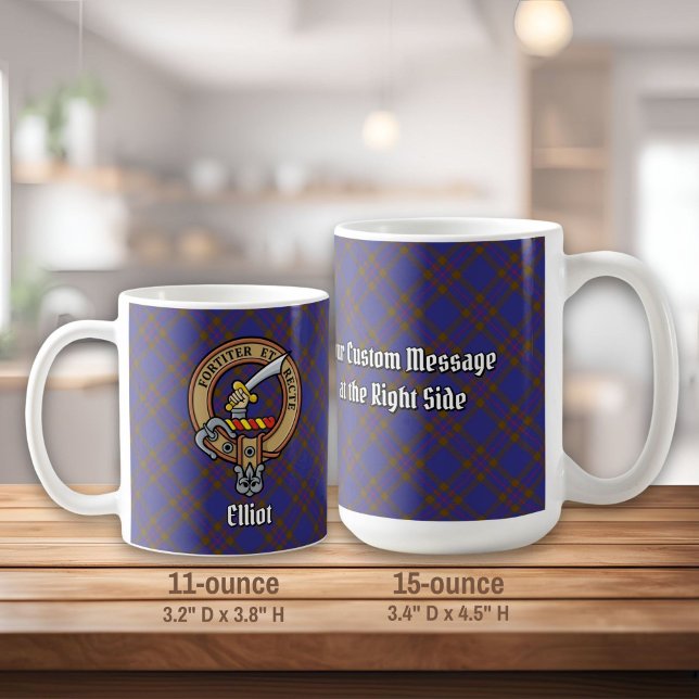 Clan Elliot Wappen über das moderne Tartan Kaffeetasse (Von Creator hochgeladen)