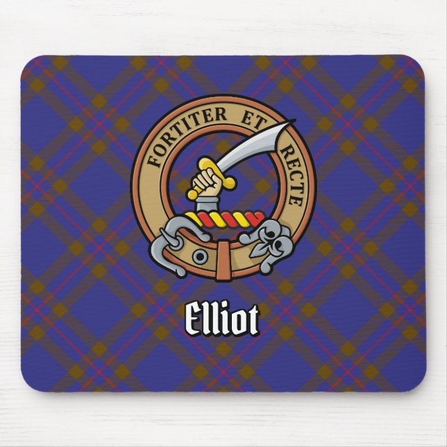 Clan Elliot Wappen über das moderne Tartan Mousepad (Vorne)