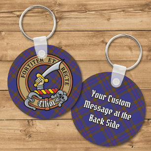 Clan Elliot Wappen über das moderne Tartan Schlüsselanhänger