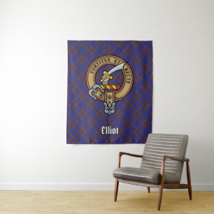 Clan Elliot Wappen über das moderne Tartan Wandteppich