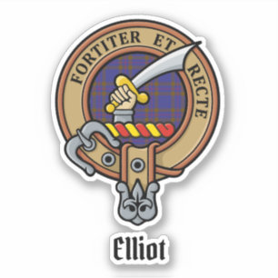 Clan Elliot Wappen über moderne Tartan-Sticker Aufkleber