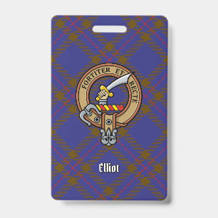 Clan Elliot Wappen über modernem Tartan Ausweis