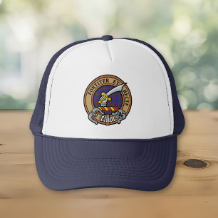 Clan Elliot Wappen über modernen Tartan Trucker Ha Truckerkappe