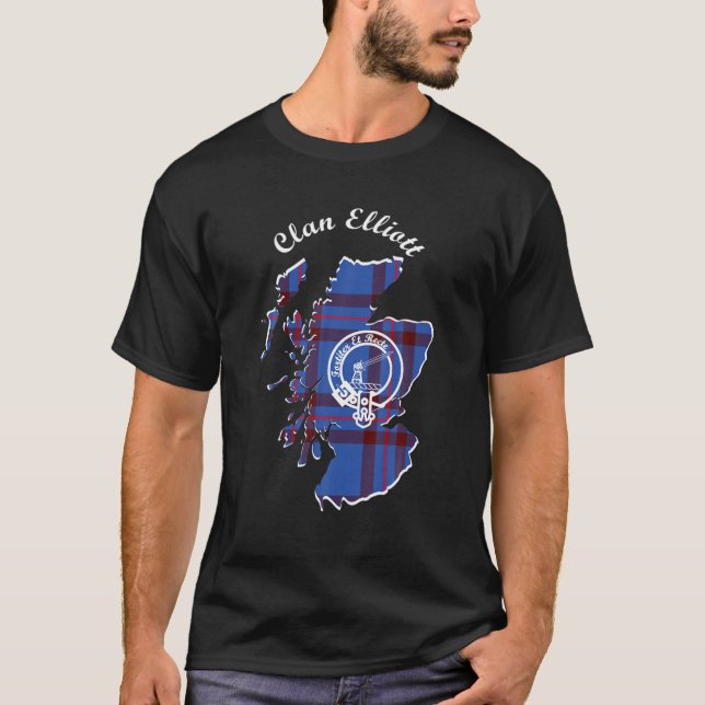 Clan Elliott Nachname Nachname Scottish Tartan Kar T-Shirt (Vorderseite)