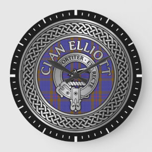 Clan ELLioTT Wappen & Tartan Knot Large Clock Große Wanduhr