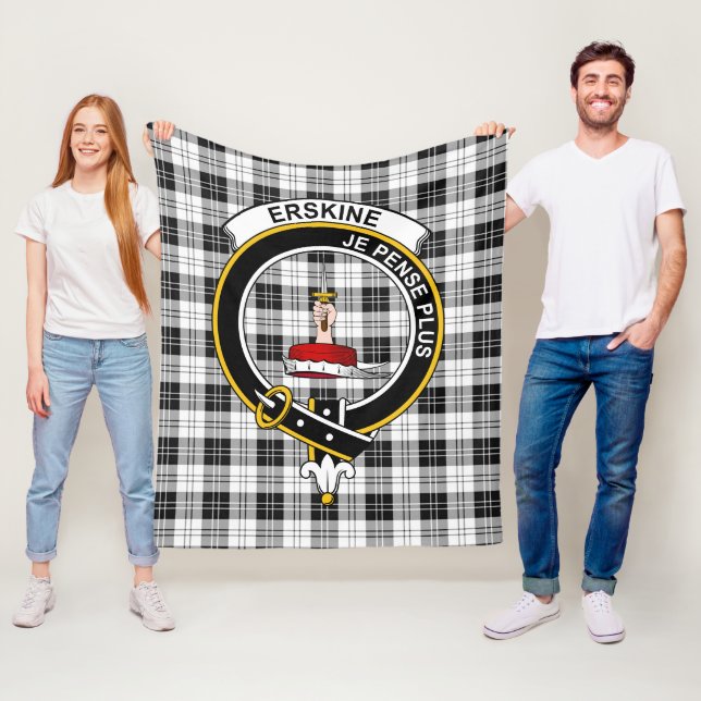 Clan Erskine Black and White Tartan Kariert Fleecedecke (Beispiel)