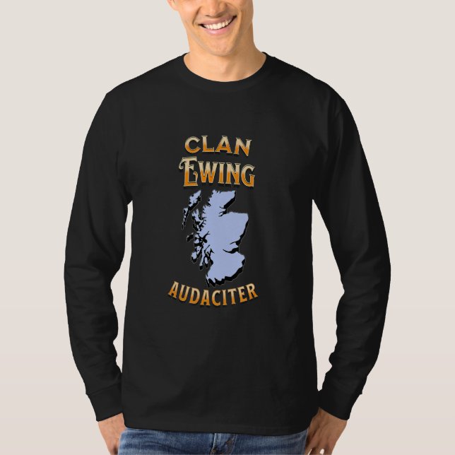 Clan Ewing Scottish Motto Wappen T-Shirt (Vorderseite)