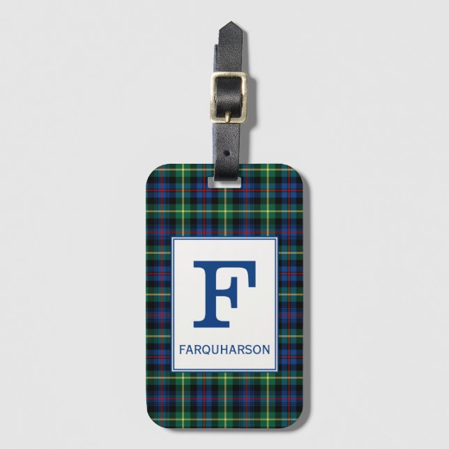 Clan Farquharson Tartan Mit Monogramm Gepäckanhänger (Vorderseite Vertikal)