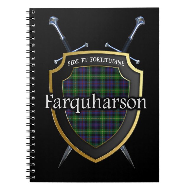 Clan Farquharson Tartan Shield & Schwerter Notizblock (Vorderseite)