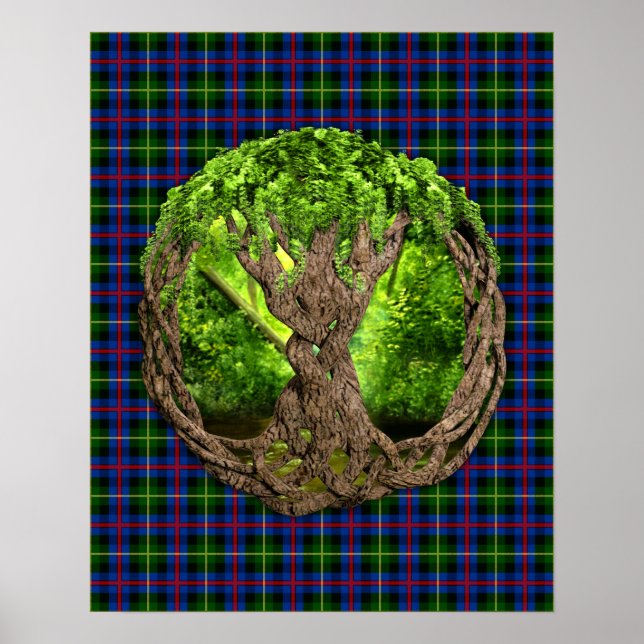 Clan Farquharson Tartan und keltischer Baum des Le Poster (Vorne)
