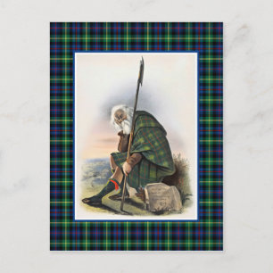 Clan Farquharson Vintage-Illustration Tartan-Rahme Postkarte