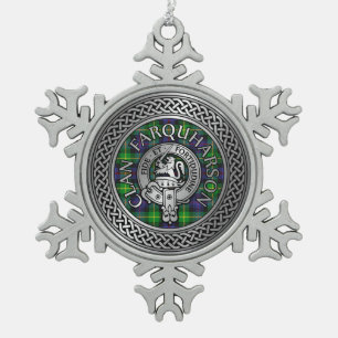 Clan Farquharson Wappen & Tartan Knot Schneeflocken Zinn-Ornament