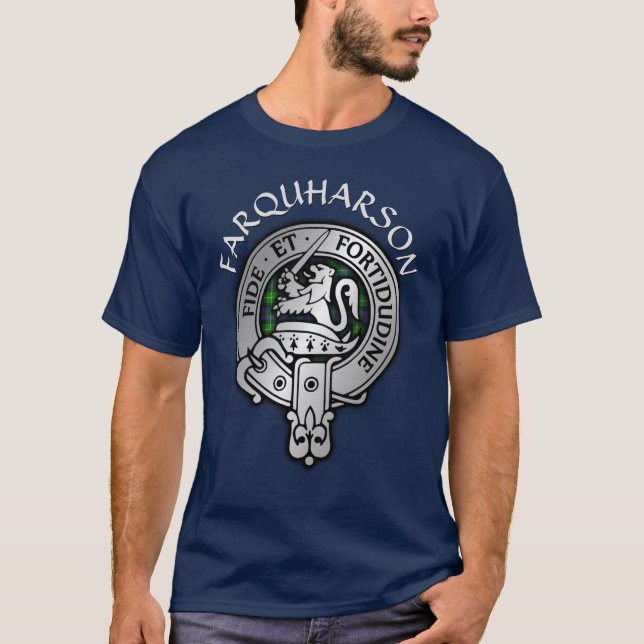 Clan Farquharson Wappen & Tartan T-Shirt (Vorderseite)