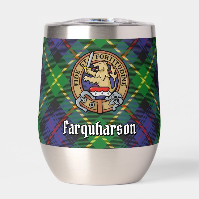 Clan Farquharson Wappen über Tartan (Vorderseite)