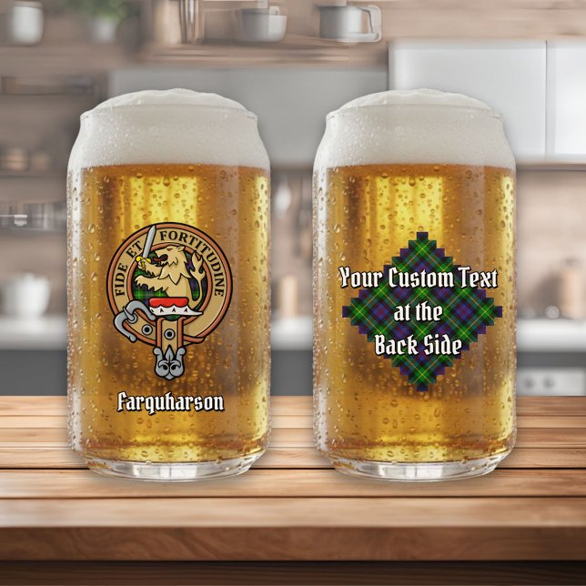 Clan Farquharson Wappen über Tartan Dosenglas (Von Creator hochgeladen)
