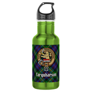 Clan Farquharson-Wappen über Tartan Edelstahlflasche