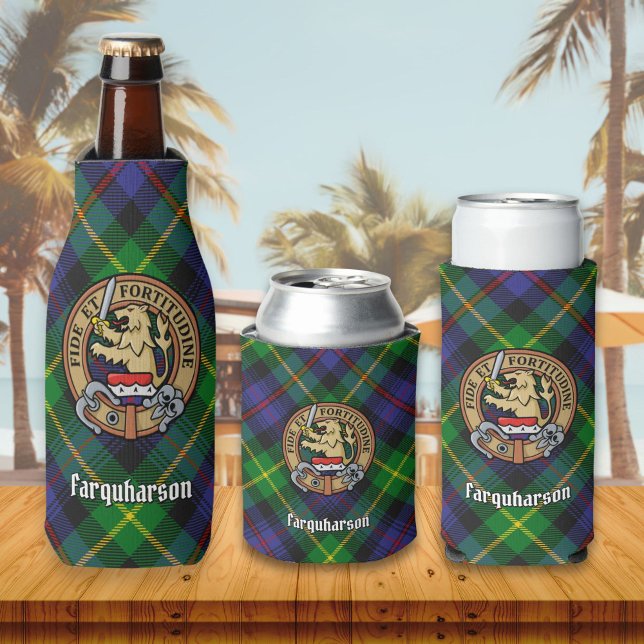Clan Farquharson Wappen über Tartan Flasche Cooler Flaschenkühler (Von Creator hochgeladen)