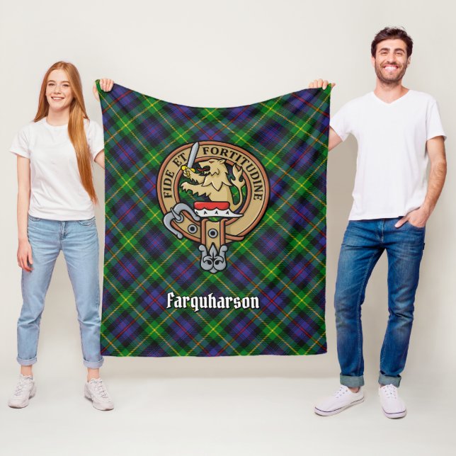 Clan Farquharson Wappen über Tartan Fleecedecke (Beispiel)