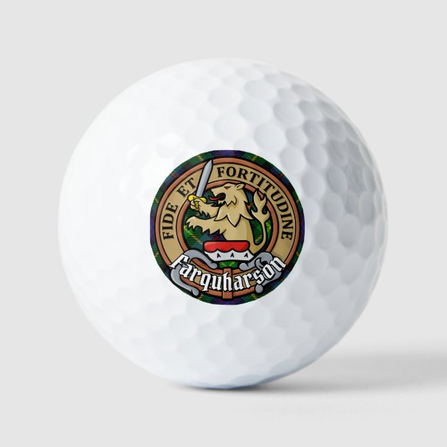 Clan Farquharson Wappen über Tartan Golfball (Vorderseite)