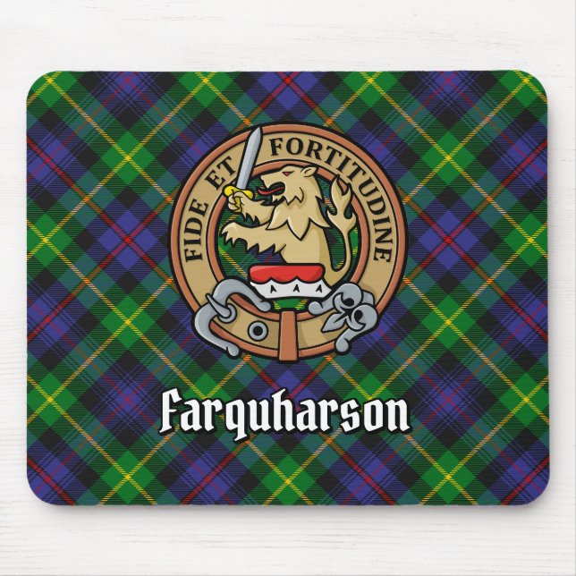 Clan Farquharson Wappen über Tartan Mousepad (Vorne)