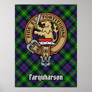 Clan Farquharson Wappen über Tartan Poster