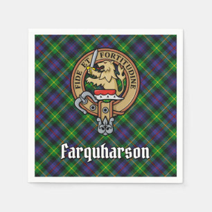 Clan Farquharson Wappen über Tartan Serviette