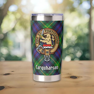 Clan Farquharson-Wappen über Tartan Thermobecher