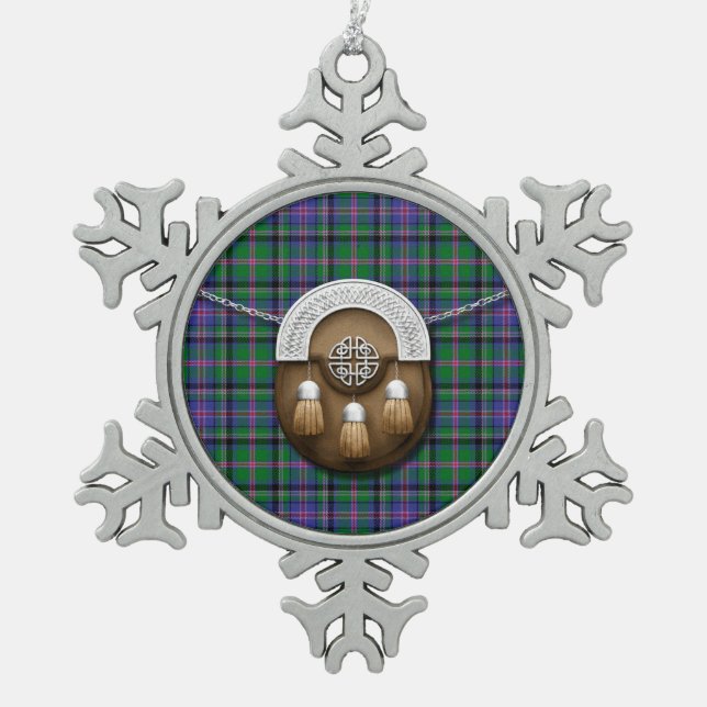 Clan-FassbinderTartan und Sporran Schneeflocken Zinn-Ornament (Vorderseite)
