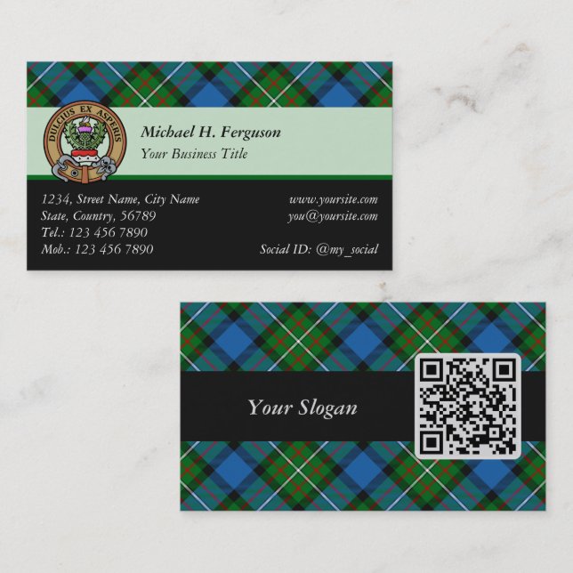 Clan Ferguson Tartan Business Card Visitenkarte (Vorne/Hinten)
