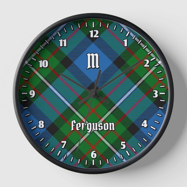 Clan Ferguson Tartan Large Clock Uhr (Vorderseite)