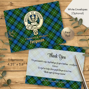 Clan Ferguson-Wappen über Tartan Folie Einladungspostkarte