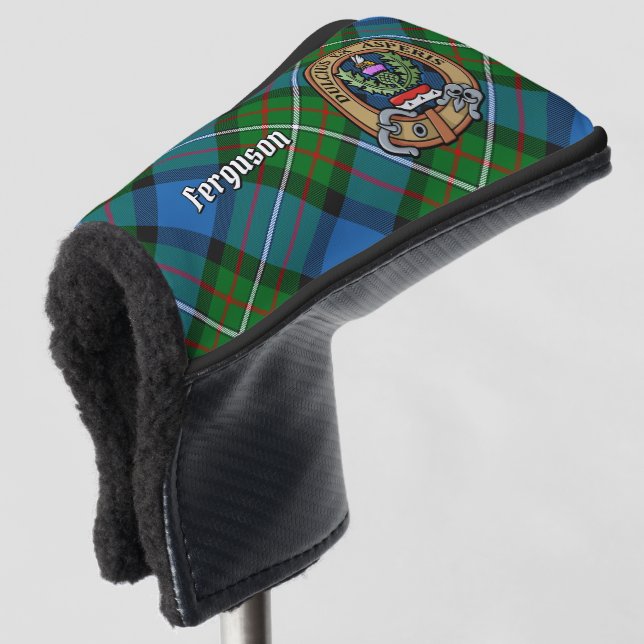Clan Ferguson Wappen über Tartan Golf Head Cover Golf Headcover (3/4 Vorderseite)