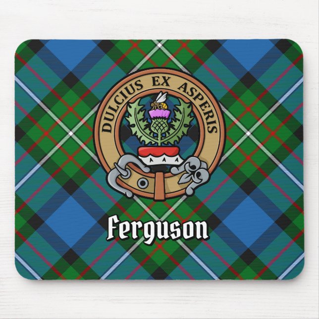 Clan Ferguson Wappen über Tartan Mousepad (Vorne)