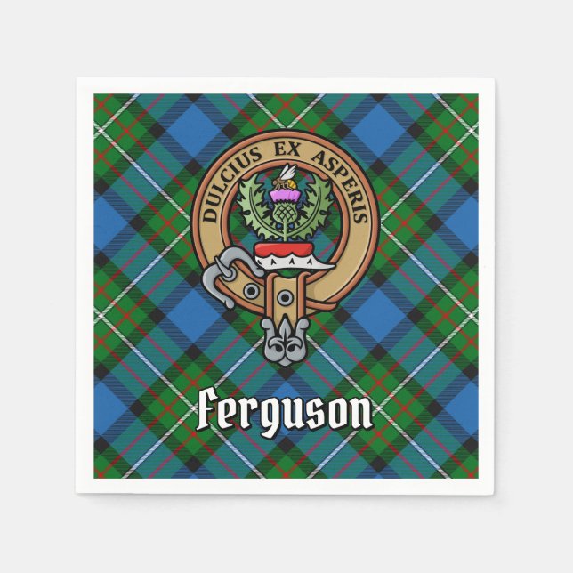 Clan Ferguson Wappen über Tartan Serviette (Vorderseite)