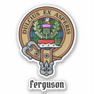 Clan Ferguson Wappen über Tartan Sticker