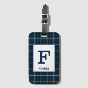 Clan Forbes Tartan Green und Blue Kariert Monogram Gepäckanhänger