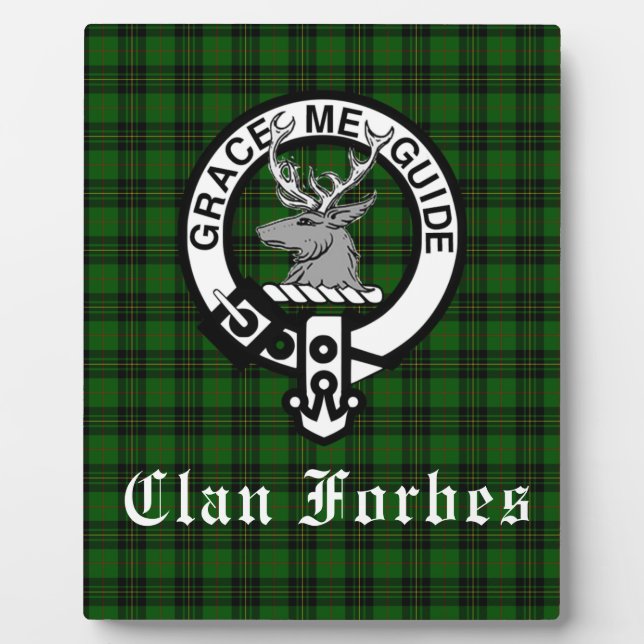 Clan Forbes Tartan und Wappen Abzeichen Fotoplatte (Vorderseite)