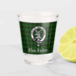Clan Forbes Tartan und Wappen Abzeichen Schnapsglas