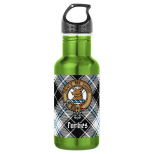 Clan Forbes Wappen über Dress Tartan Edelstahlflasche