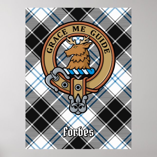 Clan Forbes Wappen über Dress Tartan Poster (Vorne)
