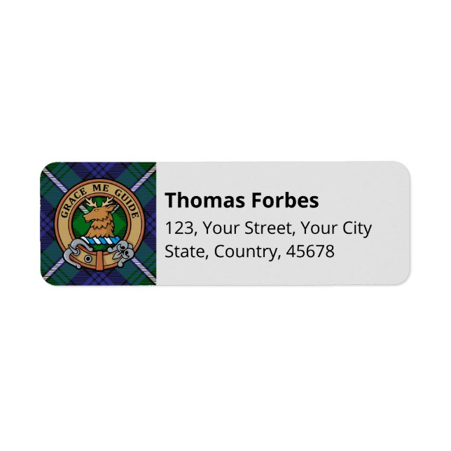 Clan Forbes Wappen über Tartan (Vorne)