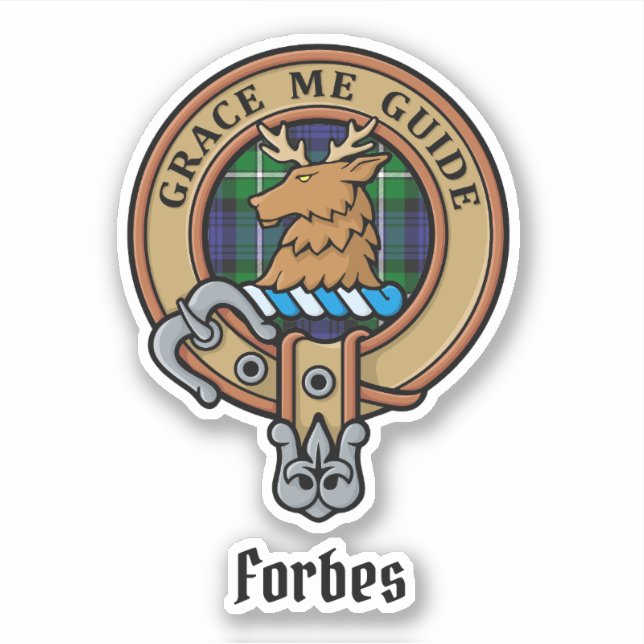 Clan Forbes Wappen über Tartan Aufkleber (Vorderseite)