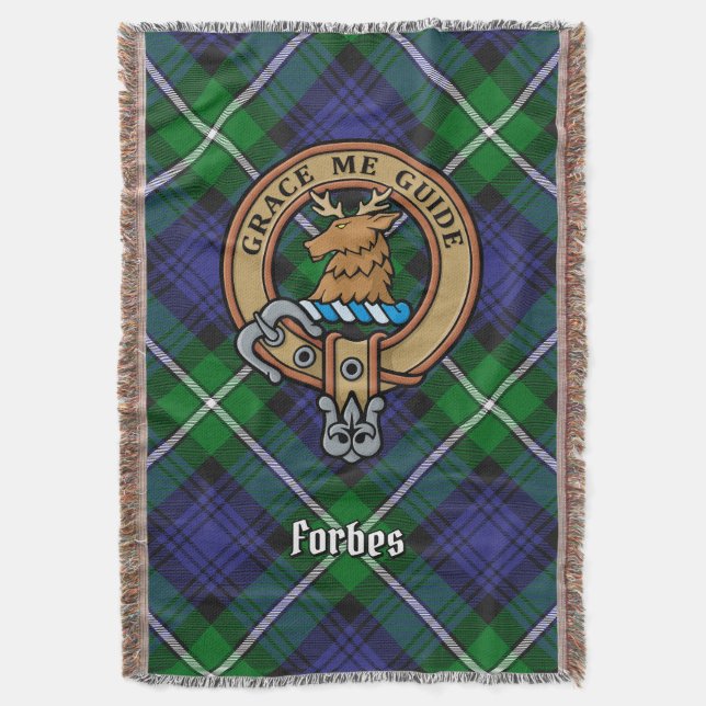 Clan Forbes-Wappen über Tartan Decke (Vorderseite Vertikal)