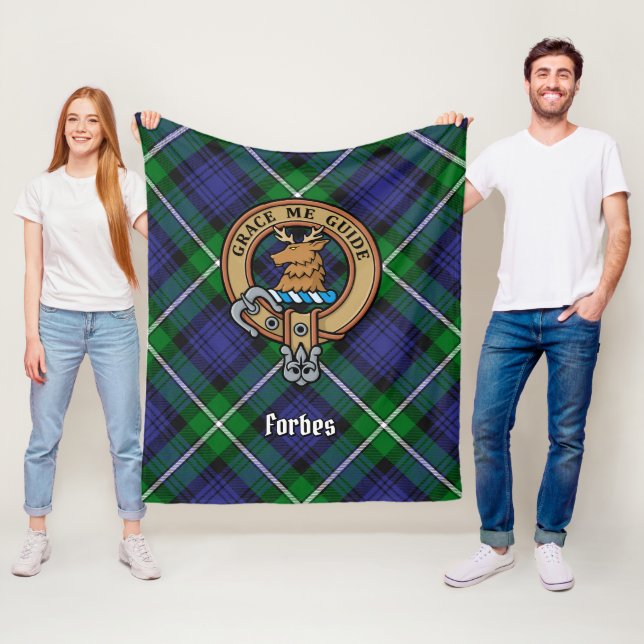 Clan Forbes Wappen über Tartan Fleecedecke (Beispiel)