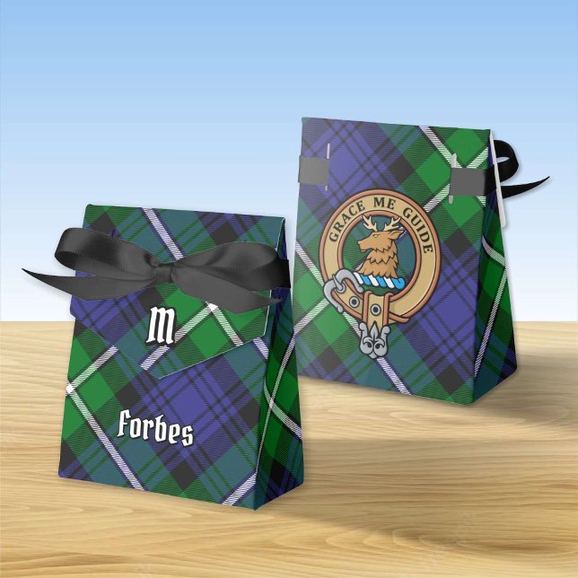 Clan Forbes Wappen über Tartan Geschenkschachtel (Von Creator hochgeladen)